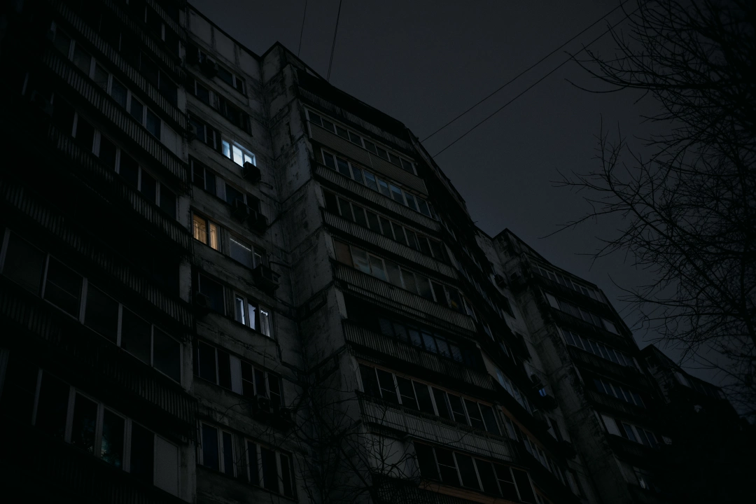 night time soviet urban landscape