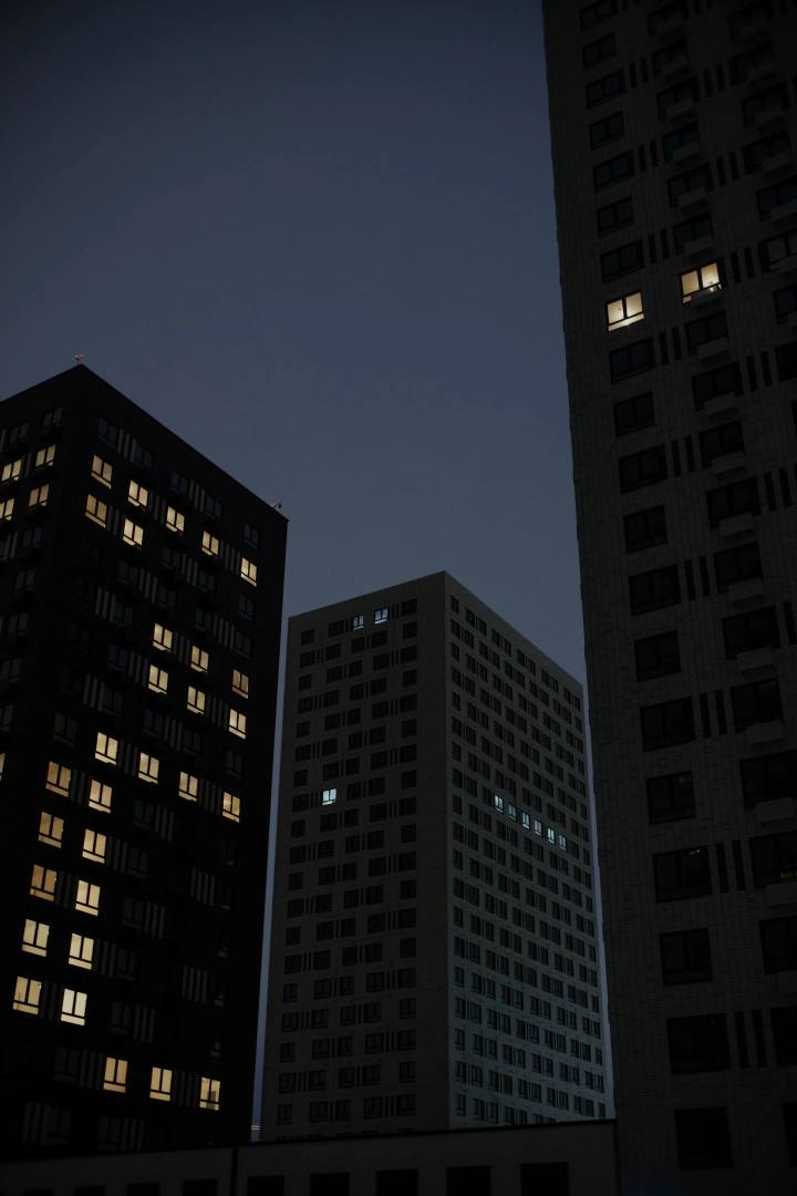 night time soviet urban landscape