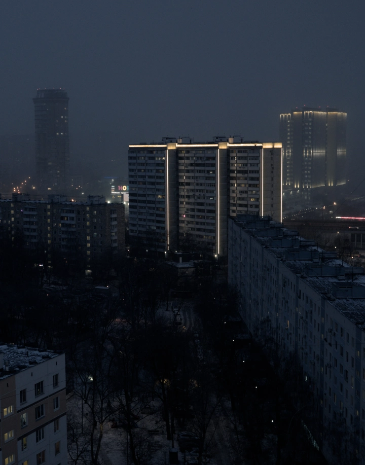 night time soviet urban landscape