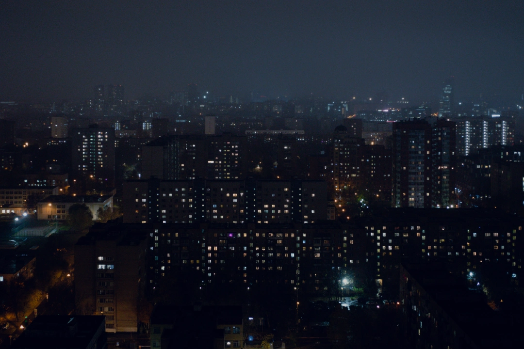 night time soviet urban landscape