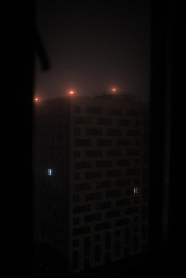 night time soviet urban landscape