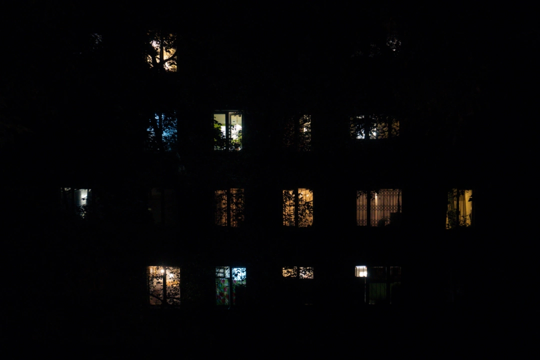 night time soviet urban landscape